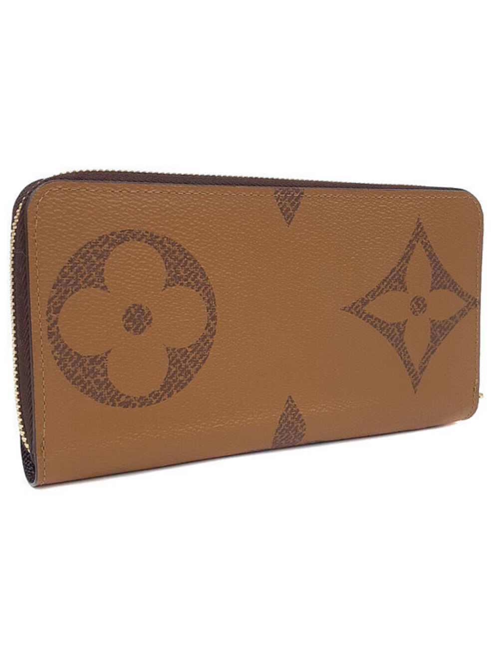 Louis Vuitton Giant Monogram Reverse Zipper Wallet Round Long Zippy Brown